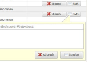 Call-Control Oberfläche mit SMS-Funktion zum direkten Versenden von Nachrichten an Kunden.