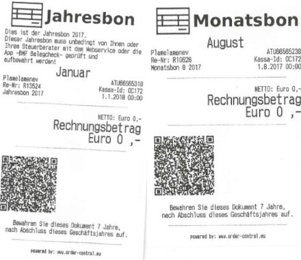 Automatisch erstellter Monatsbon und Jahresbon in Call-Control: gesetzeskonforme Nullbons ohne manuellen Aufwand. Perfekte Lösung für Registrierkassen, Lieferservice und Gastronomie.