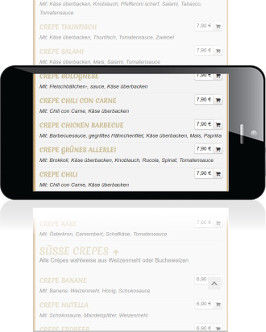 Responsive Darstellung der Call-Control Bestellwebseite auf dem Smartphone für optimale mobile Online-Bestellungen Horizontal.