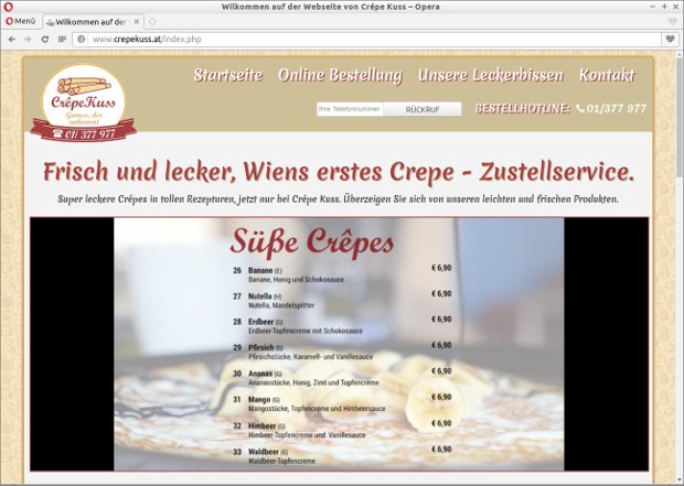 Screenshoot vom Webseite crepekuss.at