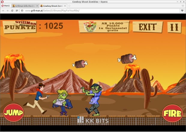 Screenshoot vom Online Spiel Grillmann kills the Zombies.