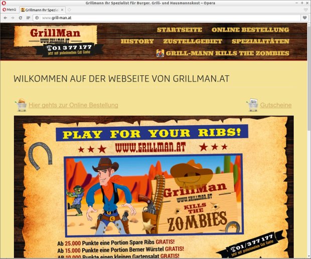 Screenshoot vom Bestellformular der Webseite Grillmann